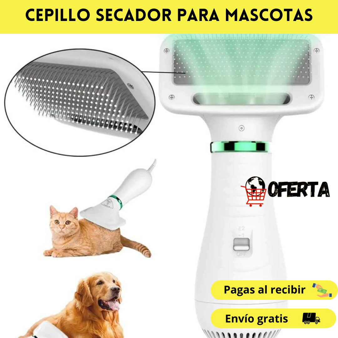 CEPILLO SECADOR PARA MASCOTAS 2 EN 1