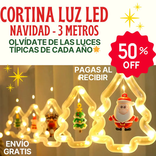 CORTINA NAVIDAD - ESTILO ARBOLES DE NAVIDAD- LUZ LED 🌟🎄